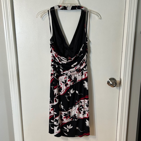 Red Black and White print halter dress - Picture 2 of 4